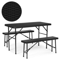 Vrtni set stol i 2 klupe, 120 cm, crna