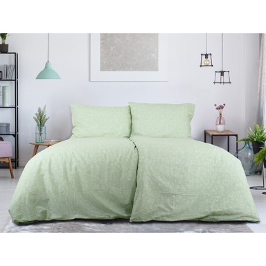 B.E.S. Posteljina Green Flowers 140x200 cm za krevet za jednu osobu od krepa zelena