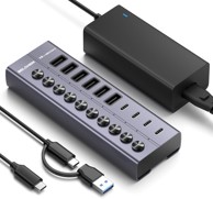 USB čvorište, 10 portova, USB 3.2 Gen 2, 10 Gbit/s, aktivno, s napajanjem, aluminij, 6 x USB-A i 4 x USB-C, 60 W