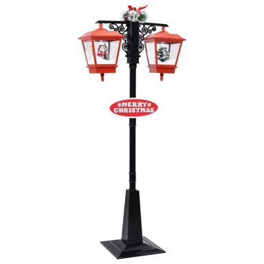 Ulična svjetiljka s Djedom Mrazom, crno-crvena, 81 x 40 x 188 cm, PVC