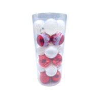 Božićne kuglice, 24 kom, 6 cm, bijela i crvena