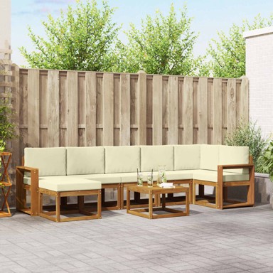 Set vanjskih sofa s jastukom 8 kom, prirodna i krem