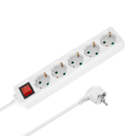 REBEL Produžni kabel, 5 Schuko utičnica, prekidač, 3 m