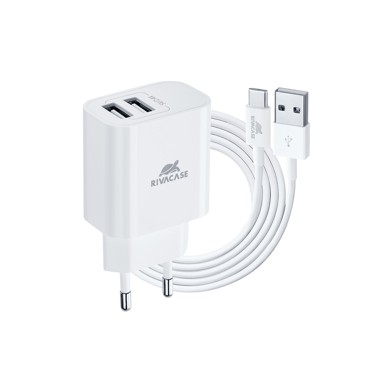 RIVAPOWER Zidni punjač PS4001 WD3 EU, 2×USB, 2,4 A, s Type-C kabelom, bijeli