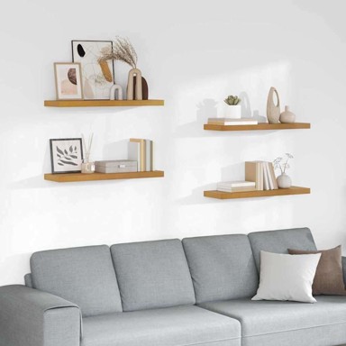 Zidna polica, set 4 kom, 90 x 23,5 x 4 cm, od konstruiranog drva, bež