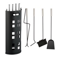 NORTHIX Set za kamin 5-dijelni, crni metalni set sa stalkom