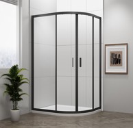 POLYSAN Tuš kabina EASY BLACK, polukružna, 900 x 800 mm, klizna vrata, crna mat
