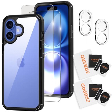 Stražnja maskica za Apple iPhone 16, hybrid, prozirna + 2x zaštitna stakla za kameru