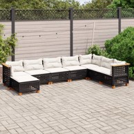 8-dijelni set vrtnih sofa od poliratana s jastucima crni