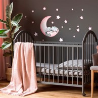 AMBIANCE Ružičaste dječje zidne naljepnice Magic Cat