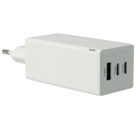USB punjač, 3 priključka, 2x USB-C, 1x USB-A, Power Delivery, PPS, 65 W, GaN, bijela
