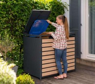 WESTMAN Spremište za 2 kante za smeće Lacina, 2x240 L, antracit/drvo, 80 x 132 x 116 cm