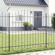 Ograde za vrt s vrhom od luka 13.6x1.5 m čelik, siva