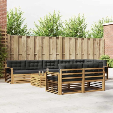 Set vanjskih sofa s jastucima 9 kom, poliester, bijela/antracit
