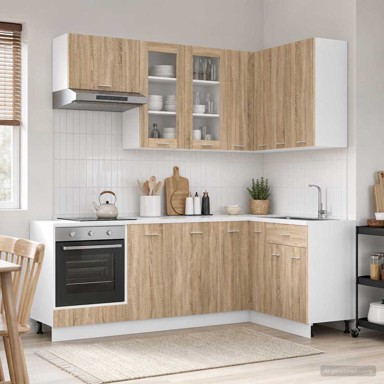 Kuhinjska jedinica Lyon, 8 kom, konstruirano drvo, hrast sonoma