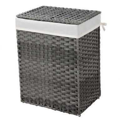 SONGMICS Košara za rublje, ratan 90L siva