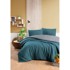 MILA HOME Posteljina 160x220 cm za krevet za jednu osobu s produženom plahtom od pamučnog materijala petrolej boje/siva