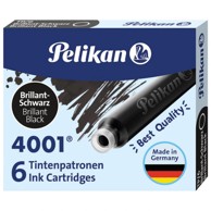 PELIKAN Tinta za nalivpero 4001, patrone, 6 kom, crna