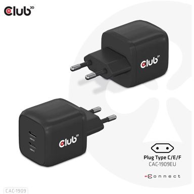 CLUB3D Punjač CAC-1909EU, crni