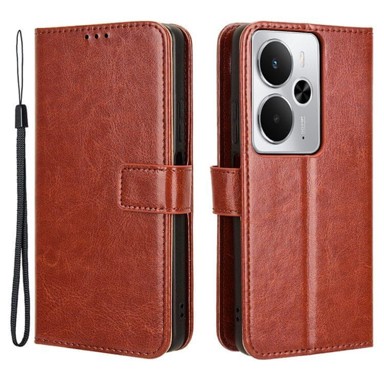 Preklopna futrola za Realme 14 5G / Realme 14T 5G, novčanik Crazy Horse, smeđa