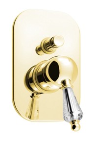 SAPHO KIRKÉ CRYSTAL Ugradbena miješalica za tuš, 2 izlaza, retro, zlatna, kristalna ručka