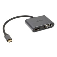 AKASA USB-C 2-u-1 Display adapter, srebrni, AK-CBCA23-18BK