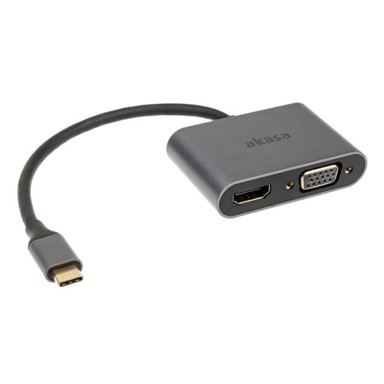 AKASA USB-C 2-u-1 Display adapter, srebrni, AK-CBCA23-18BK