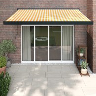 Tenda na uvlačenje žuto-bijela 3,5 x 2,5 m tkanina i aluminij
