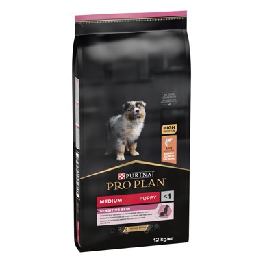 PRO PLAN Suha hrana za pse Puppy Medium, Sensitive Skin, bogato lososom, 12 kg