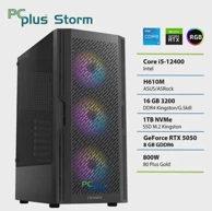 PCPLUS Stolno računalo Storm R148349 / Intel Core i5-12400F, 16GB, 1TB SSD, GeForce RTX 5050, crna