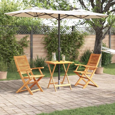 Sklopivi bistro set, 3 pcs, čvrsto drvo akacije, smeđa