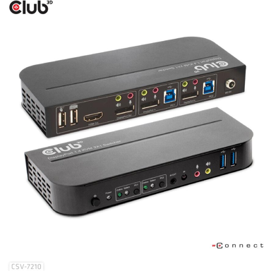 CLUB3D KVM preklopnik CSV-7210, HDMI/DisplayPort, USB, 4K Ultra HD, crni