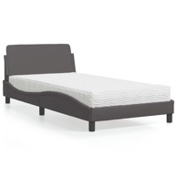 Krevet s madracem sivi 100 x 200 cm od umjetne kože