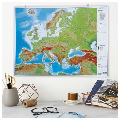 TRSAT Karta zidna Europe 64x49 cm, raznobojna
