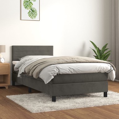 Box spring krevet s madracem tamnosivi 80 x 200 cm baršunasti