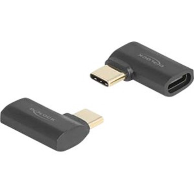DELOCK Adapter, USB-C (M) na USB-C (Ž), kutni, L oblik, crni