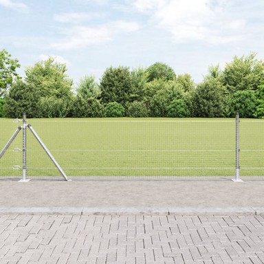 Zavarena žičana ograda s 13 flanšastih stupova 0.5x100 m, pocinčani, čelik