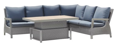 Garden Furniture Rattan Corners + Adjustable Table with Cera