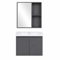 MODERNHOME Viseći kupaonski set s umivaonikom i ogledalom, sivi