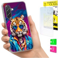 Maskica za Samsung Galaxy A36 / A56, s foto tiskom, s tigrom, sa zaštitnim staklom 9H