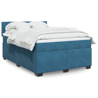 Krevet box spring s madracem plavi 160 x 200 cm baršunasti