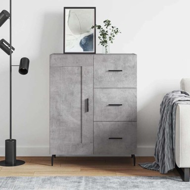 Komoda od konstruiranog drva, 69,5 x 34 x 90 cm, beton siva