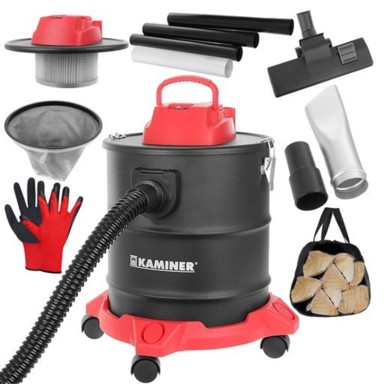 KAMINER Usisavač za pepeo, 1600 W, 20 L, nehrđajući čelik, HEPA, puhanje