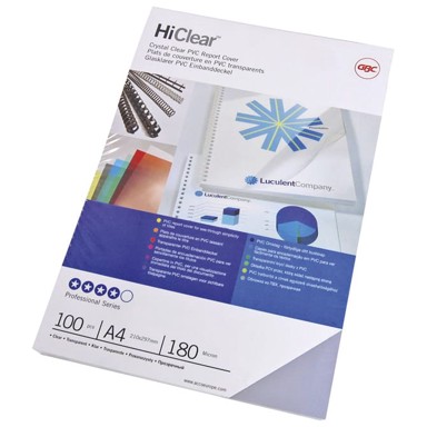 GBC Korice za spiralni uvez 180 my PVC A4 pk100 CE011880E, prozirne