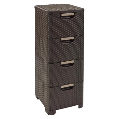 CURVER Tamno smeđi plastični visok kupaonski ormarić 33x79 cm Rattan 