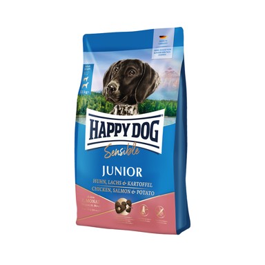 HAPPY DOG SUPREME Suha hrana za pse Sensitive Junior, piletina, losos i krumpir, 1 kg