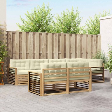 Set vanjskih sofa s jastukom 7 kom, bijela i krem, poliester