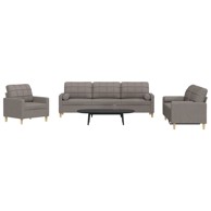 3-dijelni set sofa s ukrasnim jastucima smeđesivi od tkanine