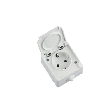 Utičnica nadžbukna 2P+PE IP54 siva 16A-250V