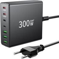 FINIBO USB-C punjač, 300 W, 7 portova, 4 x USB-C i 3 x USB-A, crni